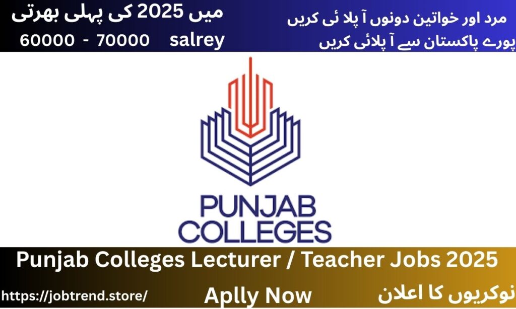 Punjab Colleges Lecturer / Teacher Jobs 2025