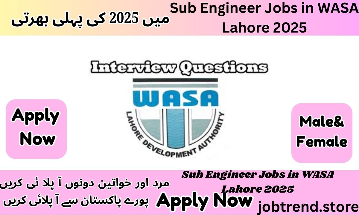 Sub Engineer Jobs in WASA Lahore 2025