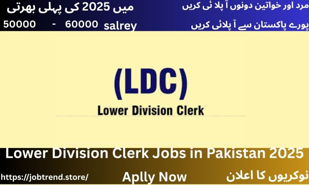 Lower Division Clerk Jobs in Pakistan 2025